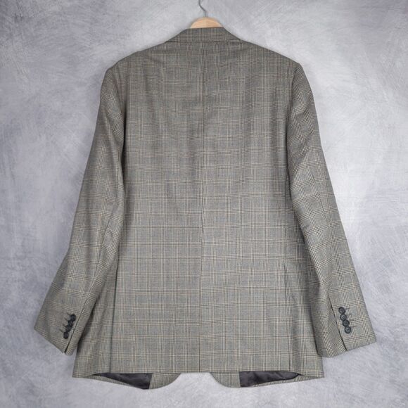 Boggi Milano Blazer Mens 50 / 42" Chest Gray Brown Plaid Wool Lined Jacket - Picture 8 of 16